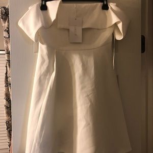 Off the shoulder white cocktail dress